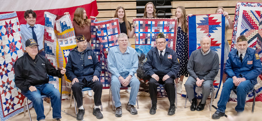 Ron Kommers, Kenny Stromquist, Carl Easton, Reg Nelson, Tom Wallerstedt and Leo Woeppel were each honored with a Quilt of Valor presented by the Logan Valley Quilt Guild.
