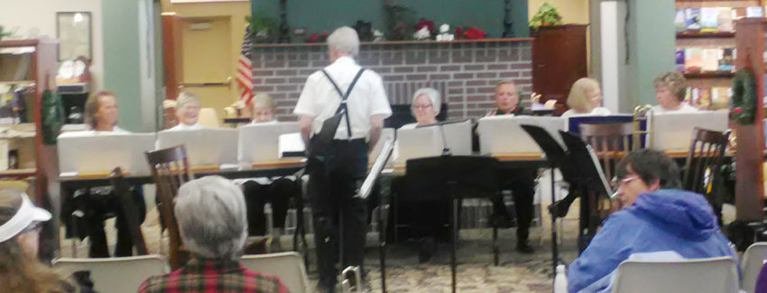 The joyous sounds of Christmas by the NE-Brass-ka Brass Quintet and the Bancroft Melody Chimers Christmas concert at the Lyons Public Library.