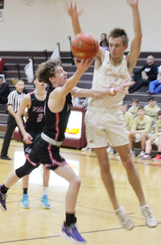Gavin Brownell goes for the block against Cedar Bluffs.