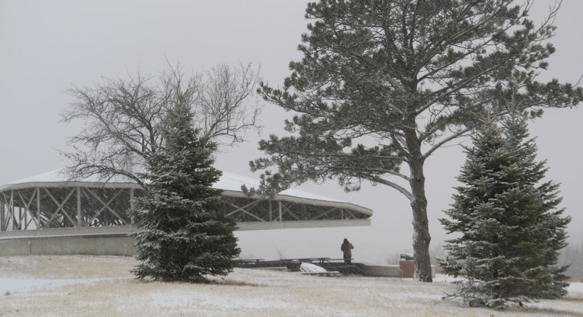 The shelter house at Black Elk Neihardt Park provided a scenic overlook to take in the snow storm that fell over Blair Wednesday into Thursday.