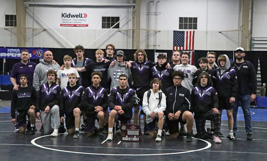 The Blair boys wrestling team earned second Saturday at the NSAA State Dual Championships in Kearney.