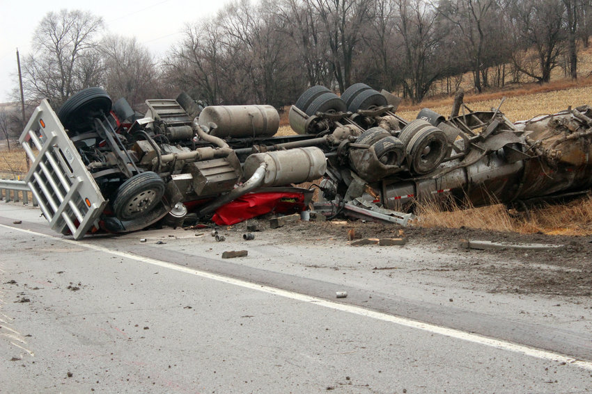 A driver of a semi truck was uninjured following a rollover accident on U.S. Highway 30 Monday morning.