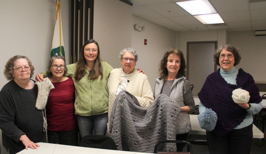 The knitting and crocheting group meets weekly at the NE Extension Office in Blair. Pictured from left, Shirley Jennings, Charlene Pilger, Gina Fricke, Margret Kingrey, Sue Pinkerton and Donna Lange.