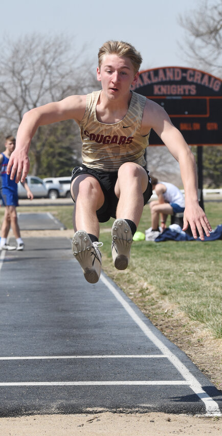 Jake Christiansen tried his best to forget about gravity in his long jump efforts.