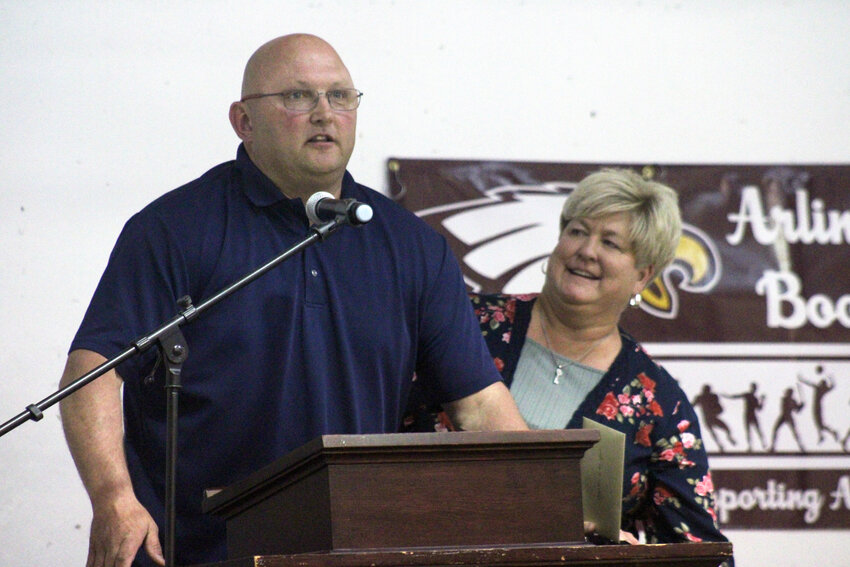 Luke and Peggy Brenn were named the Arlington Booster Club's Booster of the Year Sunday during the athletic banquet.