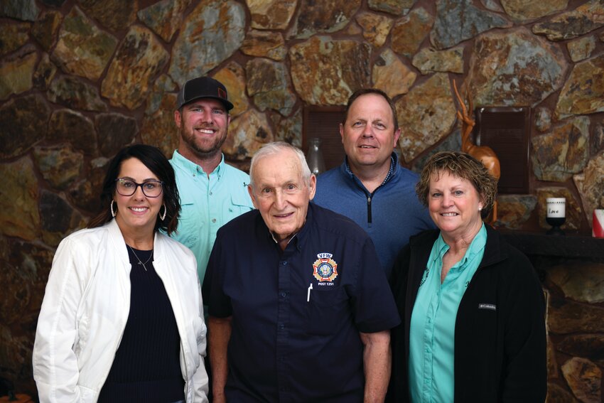 Roland Rasmussen, center, will be the grand marshal during the Washington County Fair parade. Pictured with Rasmussen are fair board members, from left, Julie Frost, treasurer; Josh Grabbe, vice president; Jason Cloudt, president; and Kathy Schmidt, board member.