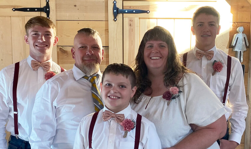 Pictured, from left, is the Gilmore family: Hunter, Tommy, Remington, Merrit and Kolton. Merrit passed away June 12 at the age of 45.