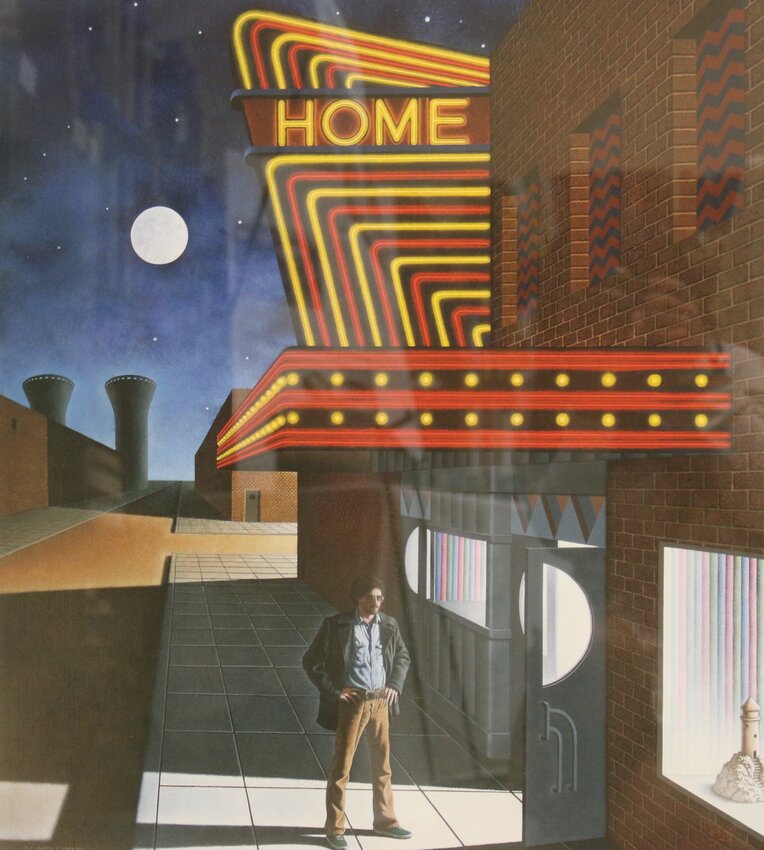 The Washington County Museum's copy of &quot;Home&quot; by Kent Bellows. The original piece was created in 1973 with acrylic on canvas.