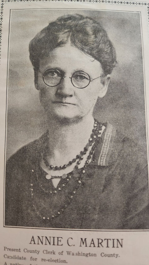 Anna &ldquo;Annie&rdquo; Martin, Joseph Cook&rsquo;s oldest child, was appointed deputy clerk after serving for many years as a teacher in county schools. She was a graduate of Fremont Normal School and Business College, located on the site of the present-day Midland University..