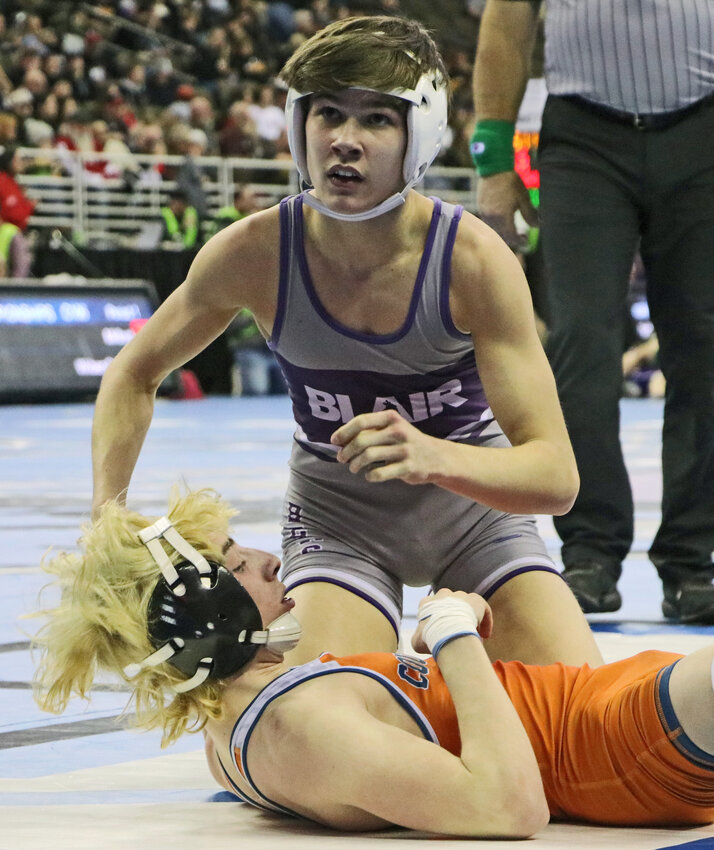 Blair High School's Hudson Loges, pictured here during Frebruary's NSAA State Championships in Omaha, will represent Team USA during the 2023 U17 World Championships in Istanbul, Turkey.