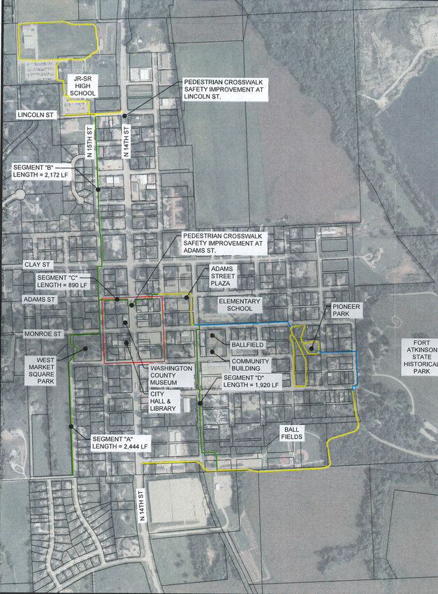 The proposed city trail system connecting from Fort Calhoun High School to Fort Atkinson.