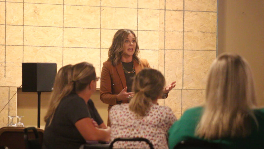 Amanda Radke speaks to the Long Live Women in Ag conference participants Tuesday at the Blair Marina.