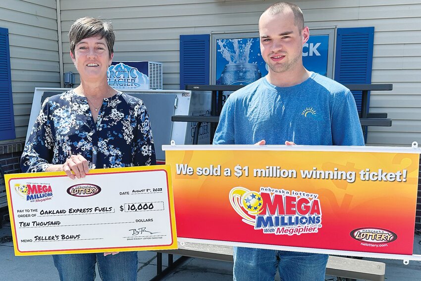 Congratulations to Michelle Herbolsheimer (left) as the owner of Oakland Express which recently sold a $1 million lottery ticket.  Son, Spencer, sold the ticket on Thursday to the lucky winner whose name  has yet to be announced.  Oakland Express get's 1% of the winnings.