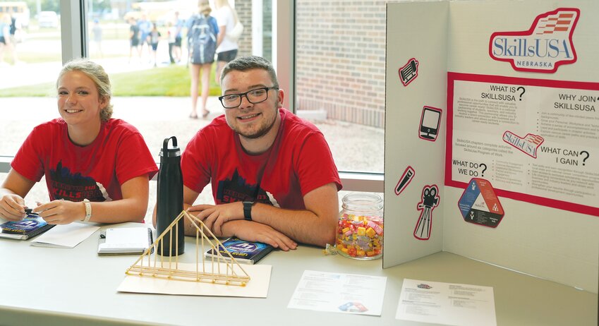 Members of the Logan View Skills USA organization set up a booth to encourage students to join at the