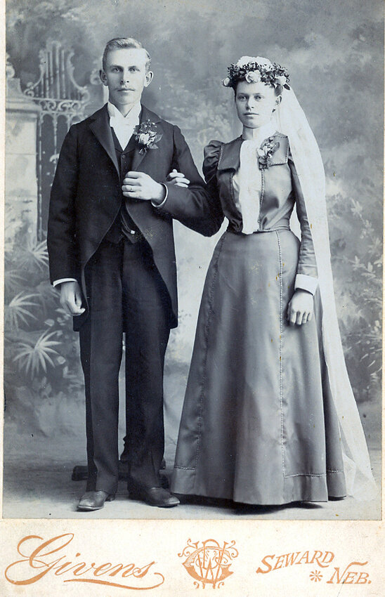 The wedding photo of PC and Dema Sorensen in 1898. The two would relocate to Blair following their marriage.