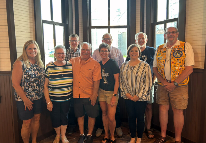 Board Members were installed for the new year. From left, Judy Getzschman, Sue Gerdes, Austin Kubie, Dave Kaslon (outgoing president), Dana Kaslon (secretary), Dr. Ryan Palmer (president), Allison Matson (marketing), Ed Ramspott and Ron Rewerts (tail twister). Not pictured: Dennis Carlson (treasurer) and Wes Gunderson (Lion tamer).