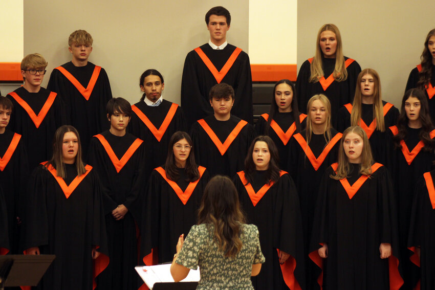 The Fort Calhoun High School Concert Choir performed five folk songs during the Fall Concert Thursday evening.