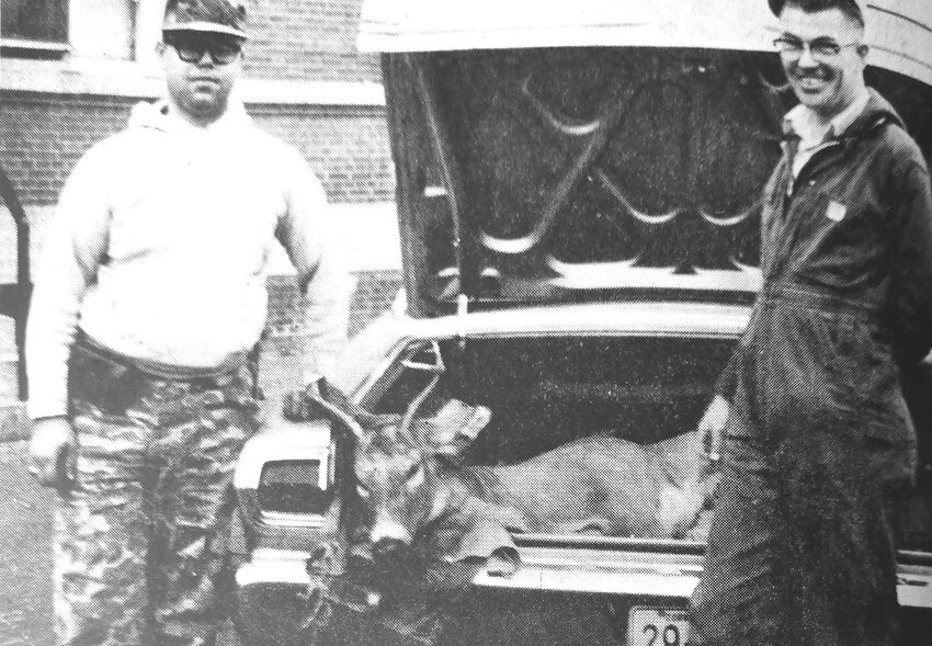 Blair hunters Wendell Homes and Lloyd Wright were the first to check in their deer during the 1969 season.