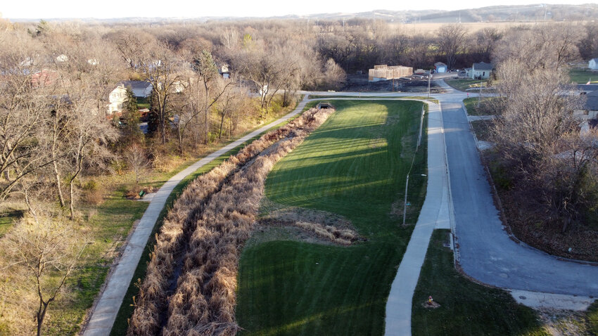 An aerial view of Pioneer Park in Fort Calhoun.