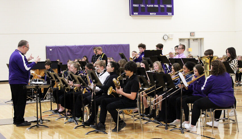 The OBMS Jazz Band performed two songs during the Winter Wonderland concert Tuesday evening in the gym.
