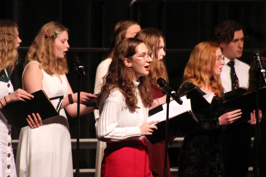 Jacinta Flynn performs a solo during the BHS A capella's performance of &quot;Gloria (Angels We Have Heard on High).&quot;