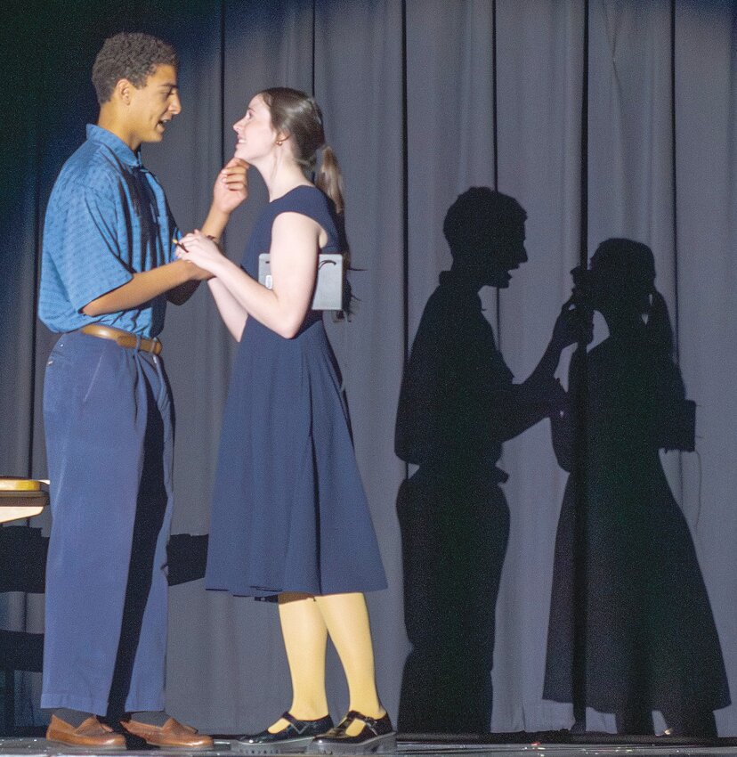 Fritz (Avery Bryan) and Young Sophie (Grace Wallerstedt) contemplate their future in a country controlled by the Nazi Regime.  Wallerstedt was named Overall Best Actress in the district.