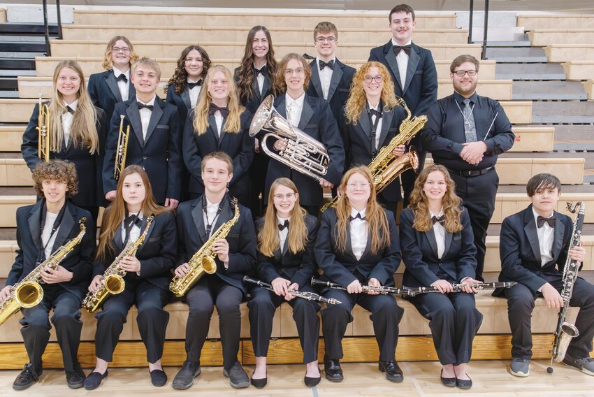 Proud Knights Names to Conference Honor Band.Congratulations to these East Husker Conference Honor Band members from Oakland-Craig: (front from left) William Wilkey, Shea Crimmins, Max Bures, Lillian Ehlers, Blayr Keller, Morgan Pickell, Alakai Redding-Geu; (middle from left) Bailey Denton, Elijah Gahan, Naomi Gahan, Garrett Schellenberg, Madison Enstrom, Director Derek Ware; (back from left) Natalie Christensen, Jalie Meyer, Grace Wallerstedt, Dawson Meyer, and River Wallerstedt. Not pictured: Brooklyn Tolzman.  More information can be found on the School Page..