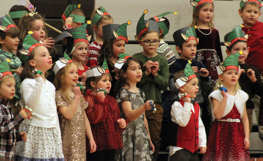 Fort Calhoun kindergarteners perform &quot;Ring, Ring, Ring the bells&quot; Tuesday evening during the Fort Calhoun Elementary Winter Program.