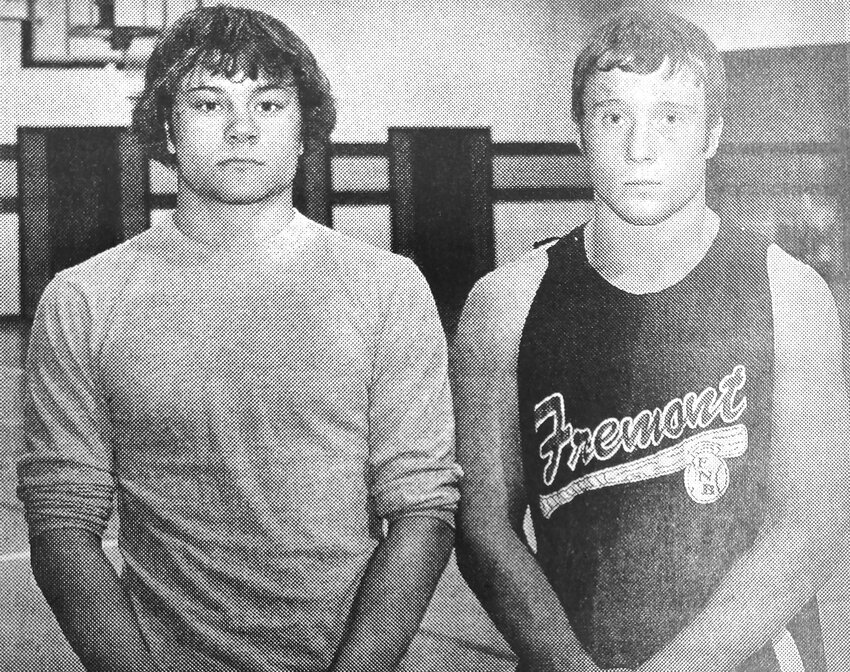 Arlington High School wrestlers Bruce Mastin, left, and Christian Frerichs qualified for the NSAA State Wrestling Championships 20 years ago.
