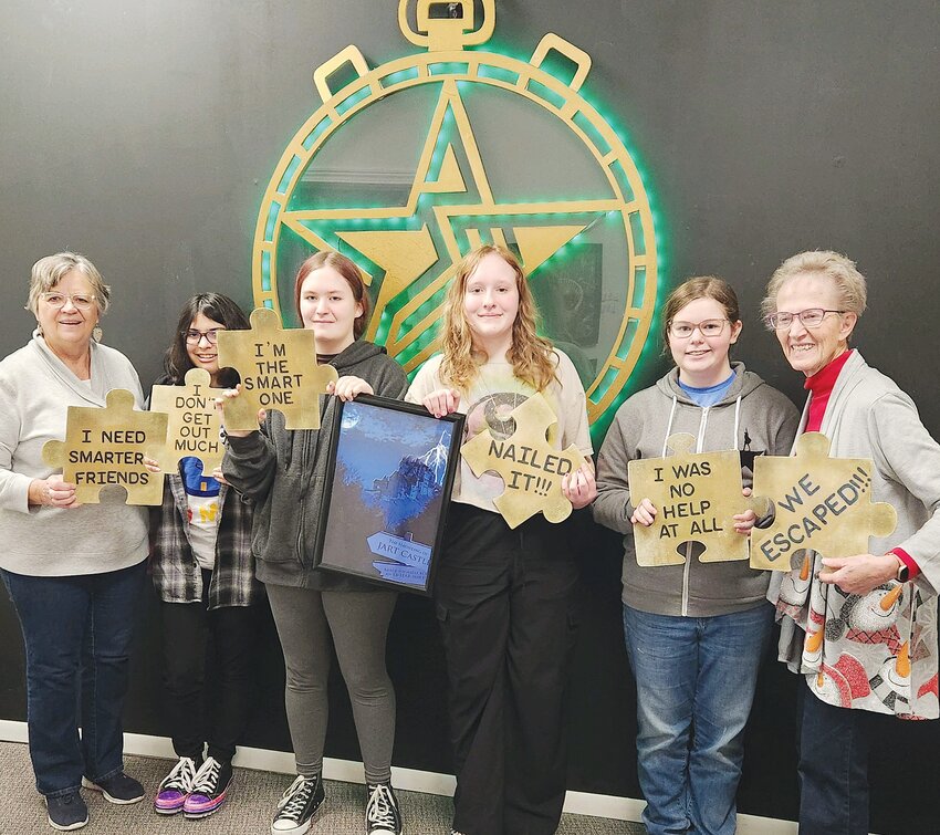 tending an escape room outing were Terri Hoeneman (leader), Eleanor, Nadia, Melody, Lucy and Judy Geisler (leader).  Unable to attend Aydia.