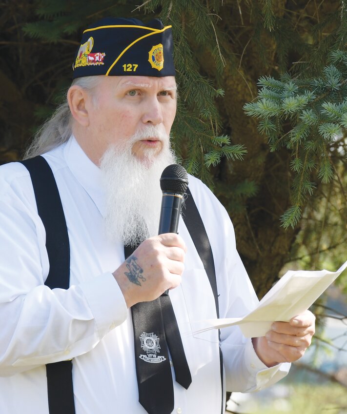 Bill Hall shares a Spirit-filled message of remembrance at the Craig Cemetery during Memorial Day 2023.  Hall will speak this week at Friday's Men's Lenten Breakfast.