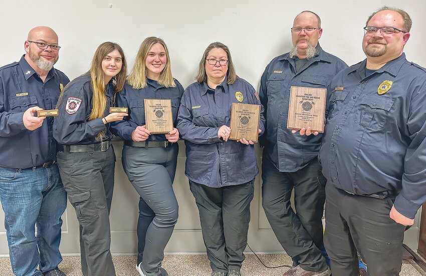 The Oakland Volunteer Fire and Rescue celebrated dedication and years of service during their annual Awards Banquet on Saturday.  Those recognized were Curt Hineline (20 years of service) Trinity Seery (5 years), Beka Groskreutz (Rookie of the Year), John Crimmins (Cadet of the Year) accepted by his parents Jessica and Jeremy, and Jason Redding-Geu (Volunteer of the Year).
