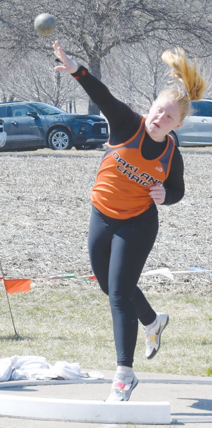 Naomi Gahan marks a solid 29' in the shot put.