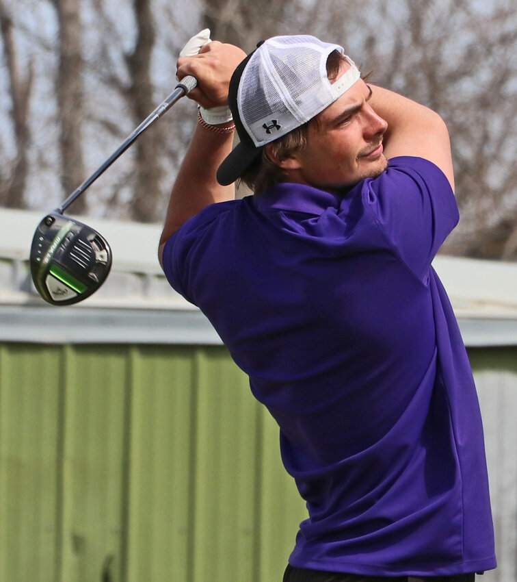Blair senior Bode Soukup tees off April 10 during the Bob Simpson Invite at Ashland Golf Club. The Bears, Arlington Eagles and Fort Calhoun Pioneers all competed in the tournament.