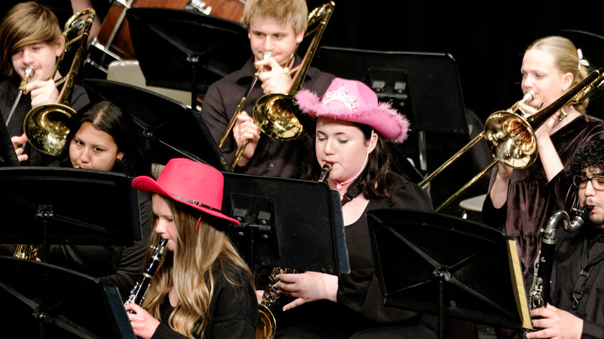 Wind Ensemble seniors were decked out in colorful hats during the Blair High School Spring Band Concert Wednesday evening.