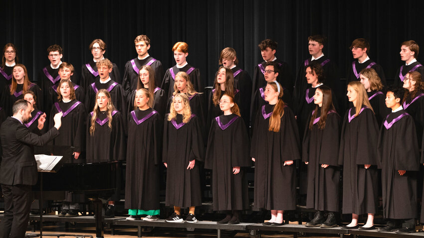 The Blair High School Concert Choir performs in District Music Competition at Elkhorn High School Friday.