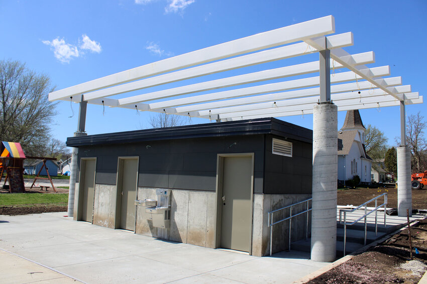 A look at the restrooms/shelter at the Adams Street Plaza.