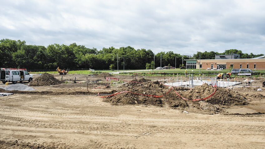 Work is progressing on the restroom structure and splash pad foundation for the future Generations Park in Blair.