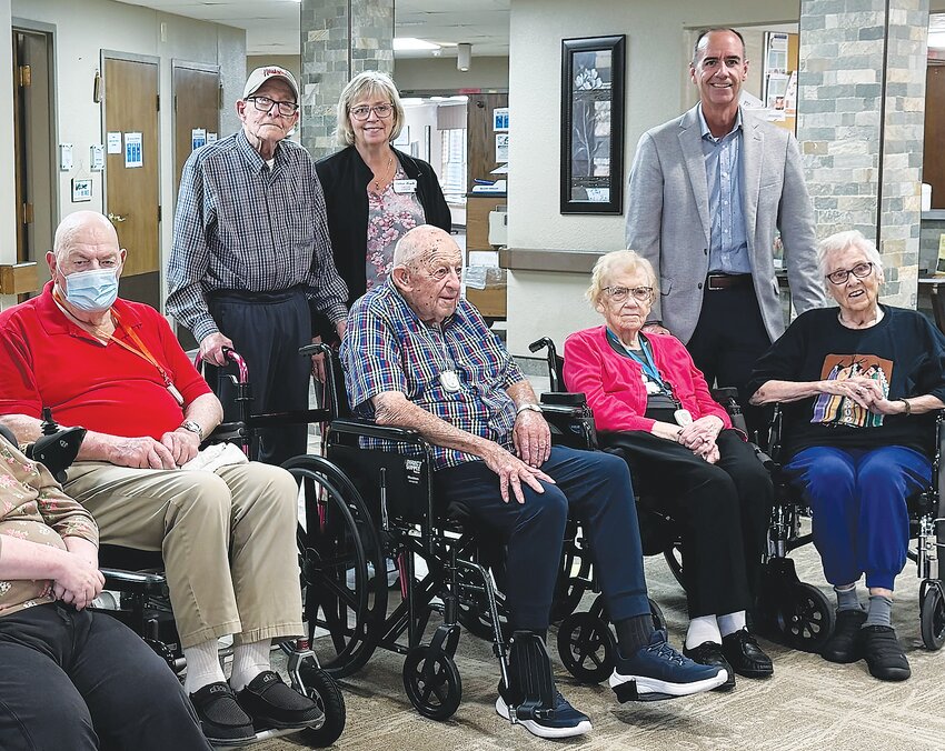 Administrator David Deemer, back right, is excited to welcome the public on Aug, 30th as Oakland Heights celebrates its 50th Anniversary.  He is joined by (seated) Jerry Benne, Glen Cull, Frelon Danielson, and Gay White; (standing) Jim Johnson and Cindy Graef.