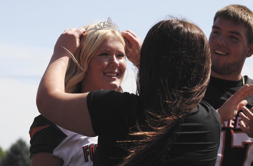 Taylor Stewart is shown as she's being crowned Fort Calhoun High School's homecoming princess last Friday.