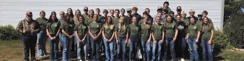 Blair FFA Dairy Judging Participants competed in Wayne on Sept. 25th. Front row, from the left: Tregan Baker, Ariyawna Ryks, Danielle Garcia, Kayleigh Thies, Madi Kuhr, Tiegan Daniel, Stevie Avila, Renae McWilliams, Natalie McWilliams, Cecelia LaMontia, Braylee Duckworth, Kaylee Knapp, Eloise Russell, Kora Wehrli. Back row, from the left: Katelyn Mitchell, Jasmine Hodges, Maggie Meyer, Somer Schultz, Bailey Domann, Tyce Craig-Larsen, Reata Malmberg, Isaak Schultz, Aaron Hinman, Hailey Jackson, Avery Mohr, Jaydyn Backman, Aidan Werth, Wyatt Gunderson, Wyatt Fleming, Carson Faue, Daniel Heaton, Mason Stoddard, Luke Raymond, Henry Valasek, Jaxon Logan, Vincent LaMontia, Jakob Gaskill, Devin Larson, Levi Beyer, Elijah Tabor.