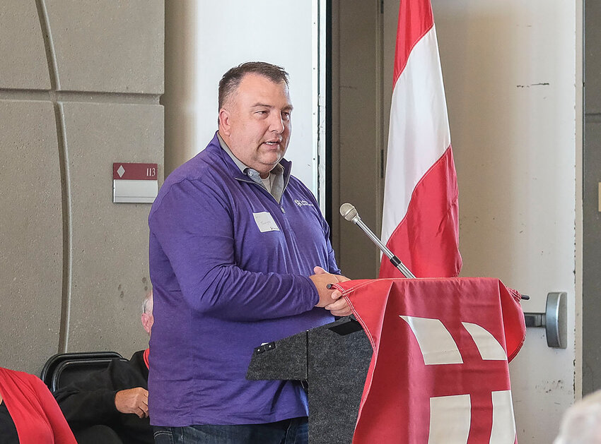 Lutheran Family Services has cut 13 employees "as a result of federal funding decisions." Shown here at a Dana College homecoming event, Chris Tonnigess, President & CEO of Lutheran Family Services, calls the funding cuts "devestating decisions."