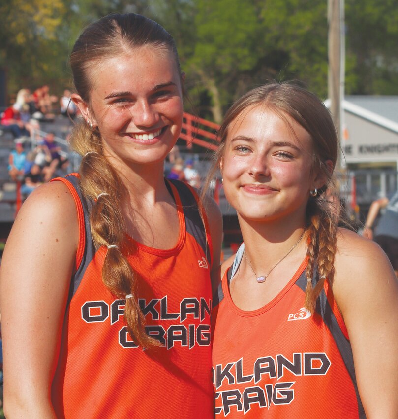 Mia Thomsen and Jaylynn Lane were among the four team members earning gold in the girls 4x100 in Oakland.  Amy Snader and Abigail Sechler (not pictured) round out the relay team.