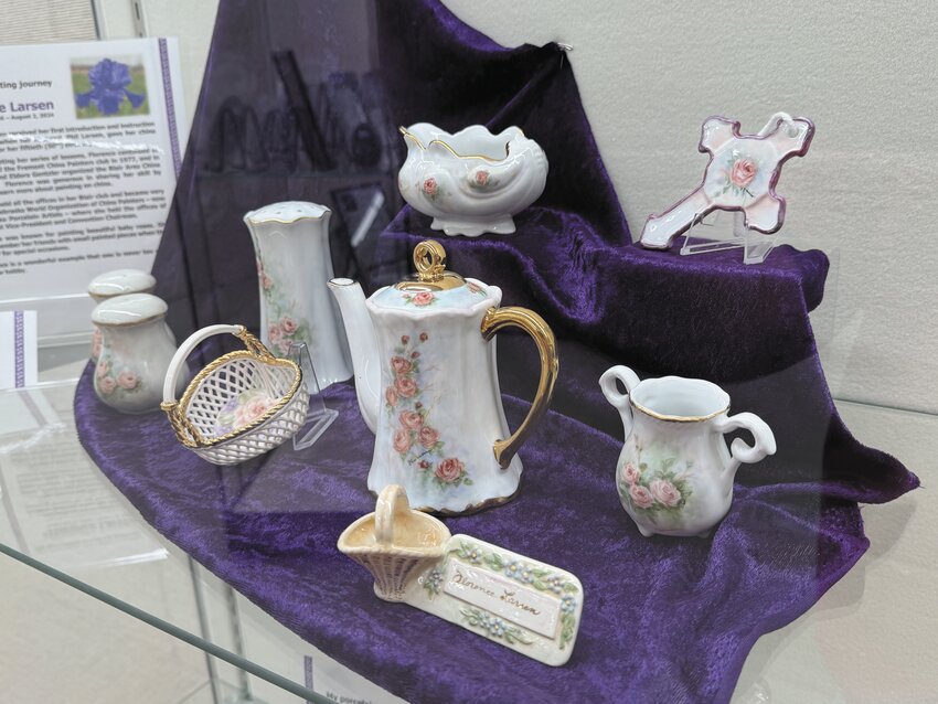 This is one of Mary Weckmuller's china paintings. She was one of the Blair Area Porcelain Painters Club's founding members, and stayed with it until she passed in 2018.