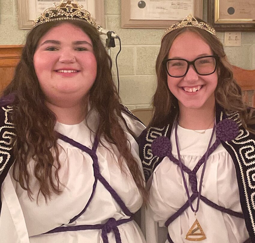 Mya Bergman (left) outgoing Honored Queen and Keryn Uhing (right) Honored Queen-Elect will take part in an installation service for Job’s Daughters on June 21st.