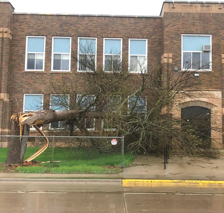During the storm last week, the Lake Preston School had some trees fall down. The community came together on Friday morning, and with power coming back on Friday night, graduation was still a go for Saturday.