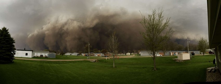 A 'derecho' storm in all its fury arrives at Arlington, S.D. on Thursday, May 12.