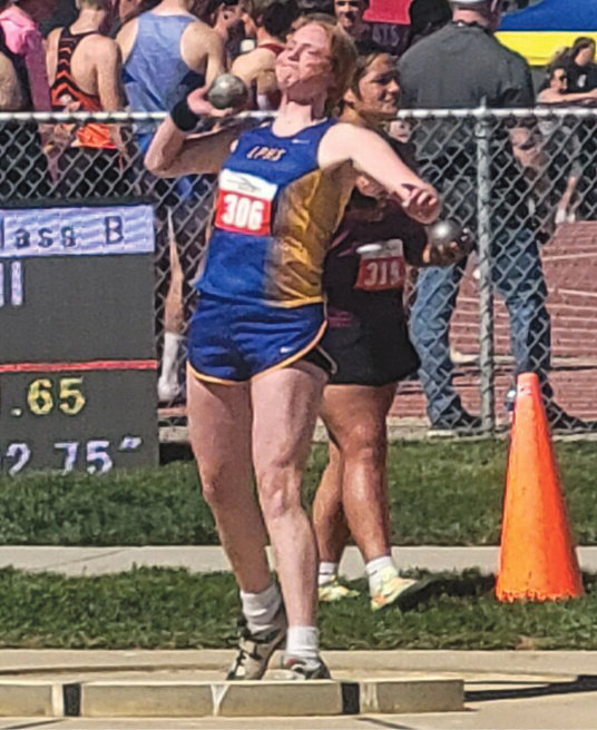 Hadlee Holt threw a personal best at the State Track Meet, finishing in 8th place with a throw of 35 feet 9 1/2 inches.