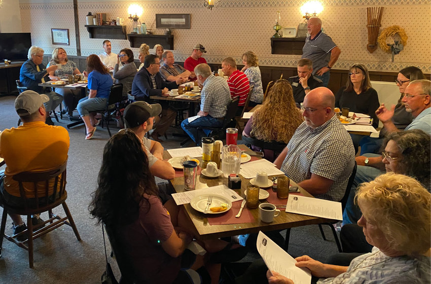 A crowd of over forty people gathered to hear what was going in and around the town of De Smet &mdash; many of whom gave updates about what was going on in their business or organization.