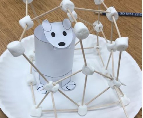 Polar Bear Needs a Home &ndash; one of the many projects students worked on last year at Kids First. Here, youth built a home out of toothpicks and marshmallows for the polar bear.